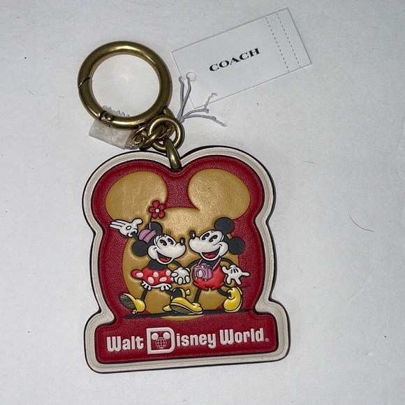 Coach Disney Parks X Coach Flat leather Mickey and Minnie keychain - Picture 1 of 5
